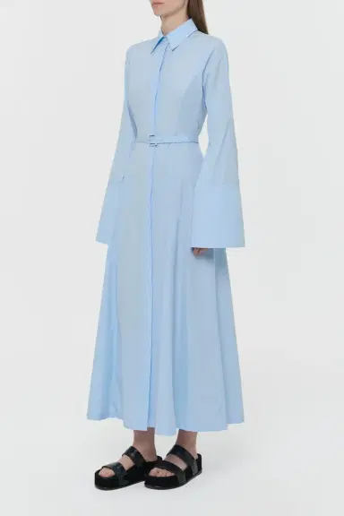 Gabriela Hearst Carmina Maxi Shirtdress in Light Blue Sea Island Cotton | Thumbnail 3