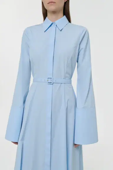 Gabriela Hearst Carmina Maxi Shirtdress in Light Blue Sea Island Cotton | Thumbnail 5