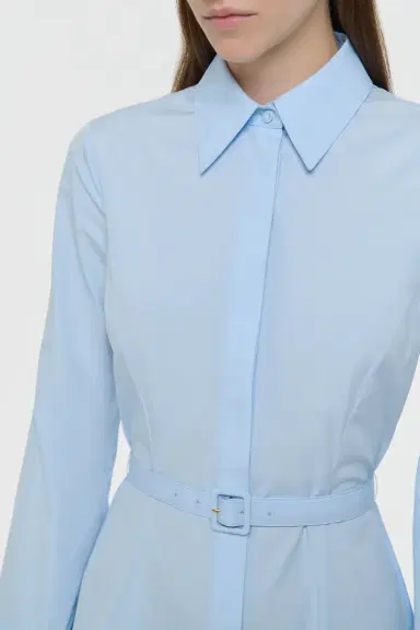 Gabriela Hearst Carmina Maxi Shirtdress in Light Blue Sea Island Cotton | Thumbnail 6