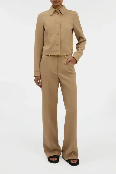Gabriela Hearst Norman Wide-leg Pant in Camel & Citrine Virgin Wool Crepe | Thumbnail 2