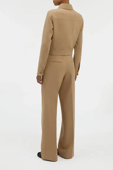 Gabriela Hearst Norman Wide-leg Pant in Camel & Citrine Virgin Wool Crepe | Thumbnail 4