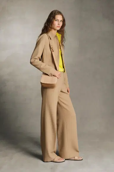Gabriela Hearst Norman Wide-leg Pant in Camel & Citrine Virgin Wool Crepe | Thumbnail 6