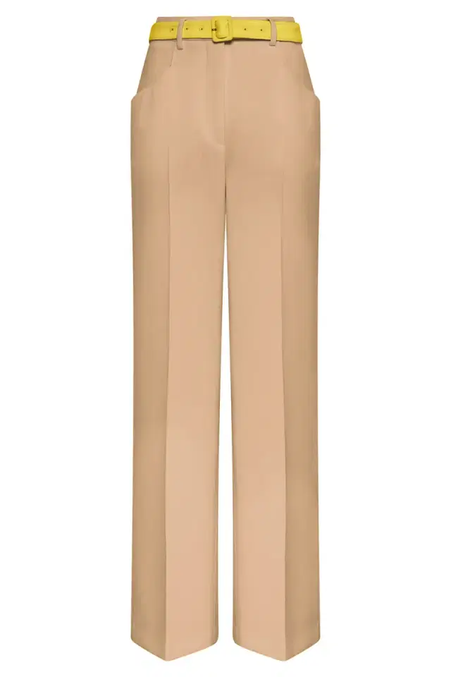 Gabriela Hearst Norman Wide-leg Pant in Camel & Citrine Virgin Wool Crepe