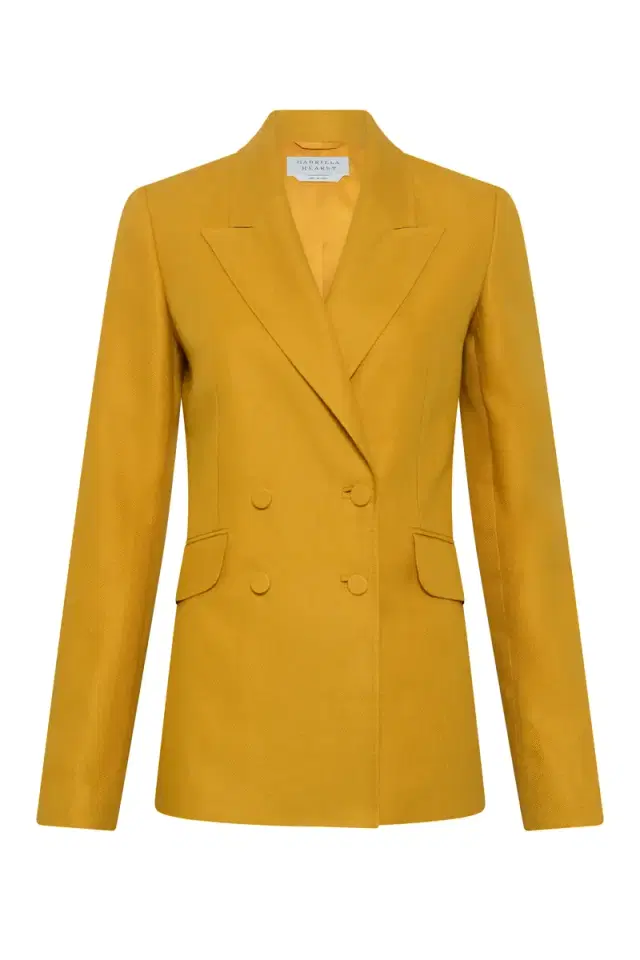 Gabriela Hearst Angela Blazer in Golden Birch Linen Twill