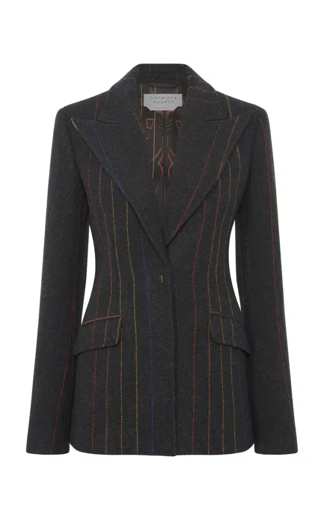 Gabriela Hearst Leiva Blazer in Charcoal Multi Pinstripe Wool Cashmere
