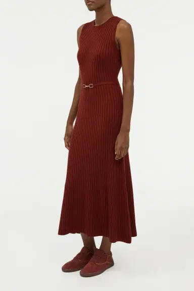 Gabriela Hearst Meier Knit Midi Dress in Burnt Sienna Merino Wool Cashmere | Thumbnail 3 Gabriela Hearst Meier Knit Midi Dress in Burnt Sienna Merino Wool Cashmere | Thumbnail 3