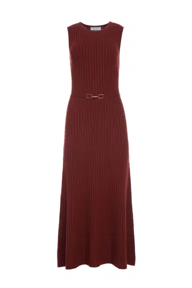 Gabriela Hearst Meier Knit Midi Dress in Burnt Sienna Merino Wool Cashmere | Thumbnail 1 Gabriela Hearst Meier Knit Midi Dress in Burnt Sienna Merino Wool Cashmere | Thumbnail 1