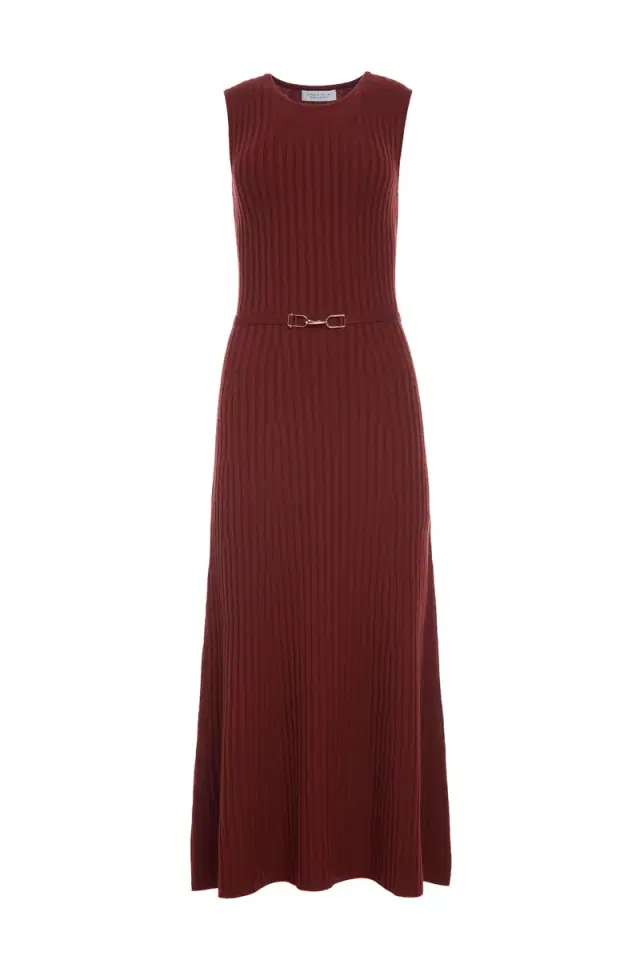 GABRIELA HEARST Meier Knit Midi Dress in Burnt Sienna Merino Wool Cashmere