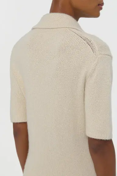 Gabriela Hearst Sohan Knit Short Sleeve Polo in Off White Cashmere | Thumbnail 5 Gabriela Hearst Sohan Knit Short Sleeve Polo in Off White Cashmere | Thumbnail 5
