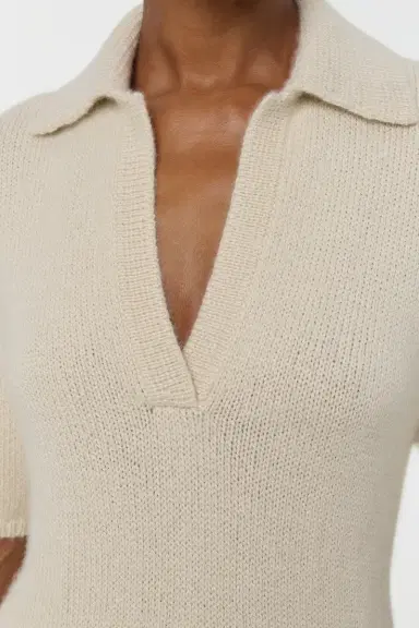 Gabriela Hearst Sohan Knit Short Sleeve Polo in Off White Cashmere | Thumbnail 6 Gabriela Hearst Sohan Knit Short Sleeve Polo in Off White Cashmere | Thumbnail 6