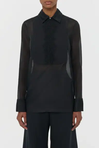 Gabriela Hearst Oriana Lace Blouse in Black Silk Organza | Thumbnail 2 Gabriela Hearst Oriana Lace Blouse in Black Silk Organza | Thumbnail 2