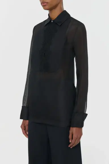 Gabriela Hearst Oriana Lace Blouse in Black Silk Organza | Thumbnail 3 Gabriela Hearst Oriana Lace Blouse in Black Silk Organza | Thumbnail 3