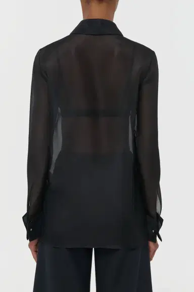 Gabriela Hearst Oriana Lace Blouse in Black Silk Organza | Thumbnail 4 Gabriela Hearst Oriana Lace Blouse in Black Silk Organza | Thumbnail 4
