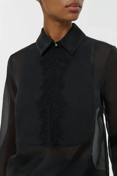 Gabriela Hearst Oriana Lace Blouse in Black Silk Organza | Thumbnail 5 Gabriela Hearst Oriana Lace Blouse in Black Silk Organza | Thumbnail 5