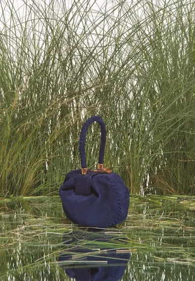 Gabriela Hearst Whipstitch Demi Bag in Navy Suede | Thumbnail 8 Gabriela Hearst Whipstitch Demi Bag in Navy Suede | Thumbnail 8