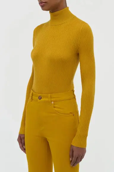 Gabriela Hearst Peppe Knit Turtleneck in Golden Birch Cashmere Silk | Thumbnail 3 Gabriela Hearst Peppe Knit Turtleneck in Golden Birch Cashmere Silk | Thumbnail 3