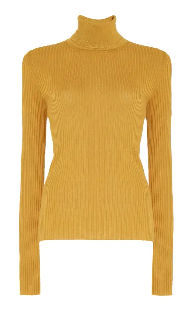 Gabriela Hearst Peppe Knit Turtleneck in Golden Birch Cashmere Silk