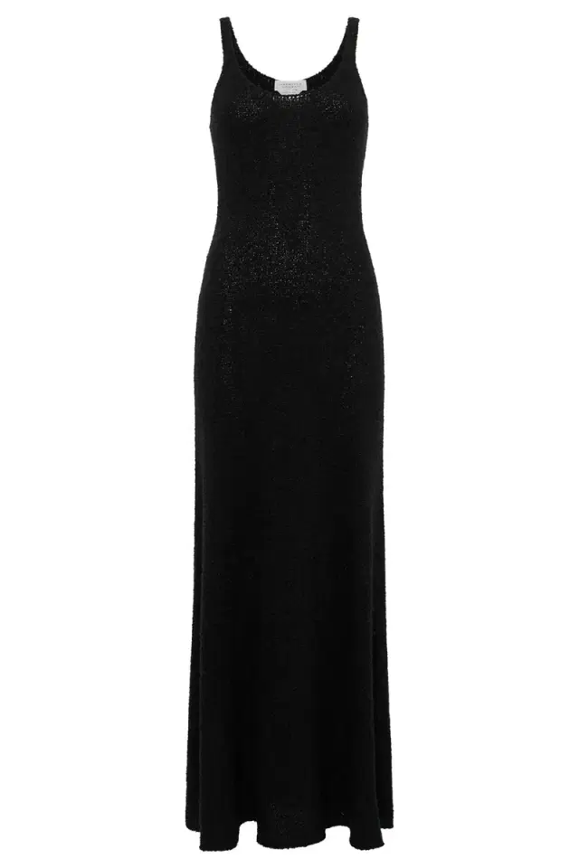Gabriela Hearst Ayla Knit Maxi Dress in Black Mulberry Silk