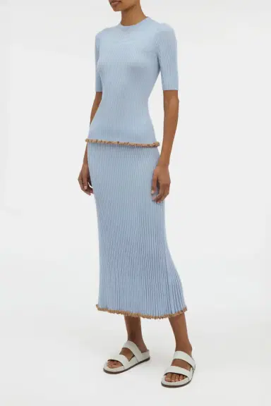 Gabriela Hearst Kavya Knit Skirt in Halogen Blue Cashmere Silk | Thumbnail 4 Gabriela Hearst Kavya Knit Skirt in Halogen Blue Cashmere Silk | Thumbnail 4
