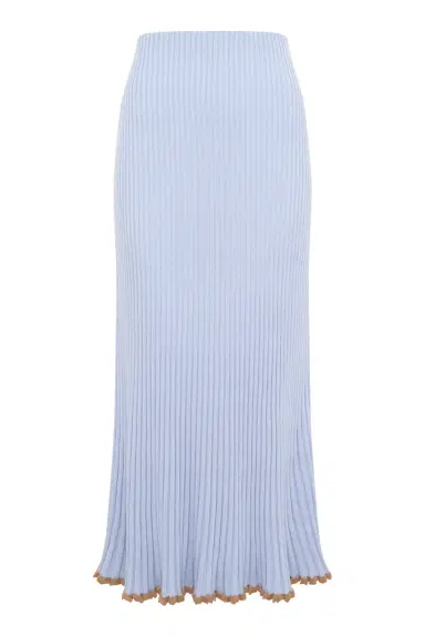 Gabriela Hearst Kavya Knit Skirt in Halogen Blue Cashmere Silk | Thumbnail 1 Gabriela Hearst Kavya Knit Skirt in Halogen Blue Cashmere Silk | Thumbnail 1