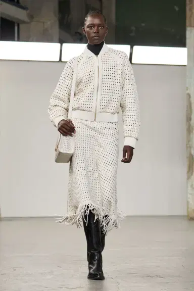 Gabriela Hearst Odin Bomber Jacket in White Woven Leather | Thumbnail 2