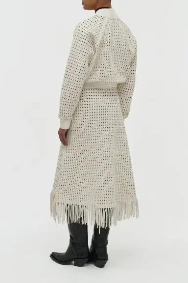 Gabriela Hearst Odin Bomber Jacket in White Woven Leather | Thumbnail 6