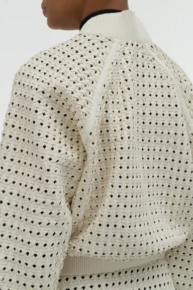 Gabriela Hearst Odin Bomber Jacket in White Woven Leather | Thumbnail 7