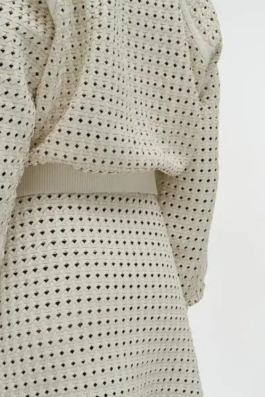 Gabriela Hearst Odin Bomber Jacket in White Woven Leather | Thumbnail 8