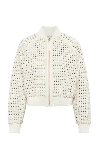Gabriela Hearst Odin Bomber Jacket in White Woven Leather | Thumbnail 1