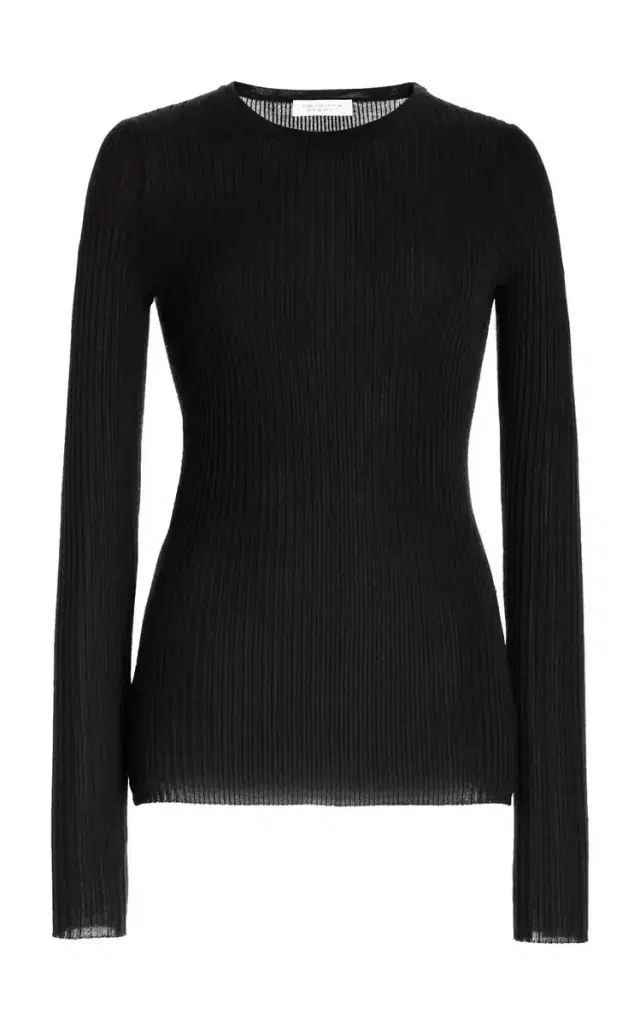 Gabriela Hearst Browning Knit Sweater in Black Cashmere Silk