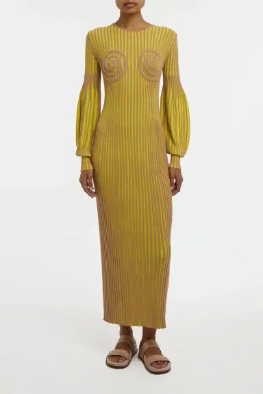 Gabriela Hearst Karina Knit Maxi Dress in Citrine & Camel Merino Wool | Thumbnail 3 Gabriela Hearst Karina Knit Maxi Dress in Citrine & Camel Merino Wool | Thumbnail 3