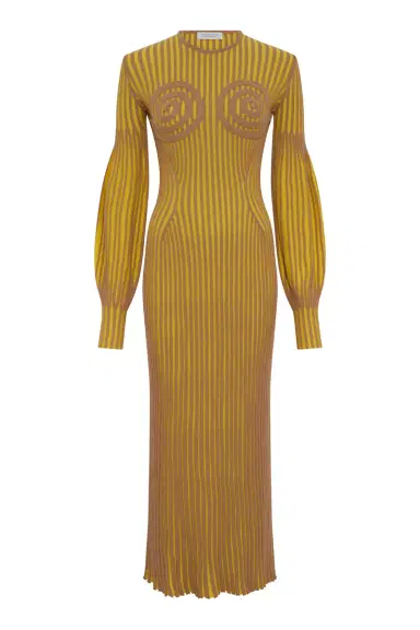 Gabriela Hearst Karina Knit Maxi Dress in Citrine & Camel Merino Wool | Thumbnail 1 Gabriela Hearst Karina Knit Maxi Dress in Citrine & Camel Merino Wool | Thumbnail 1
