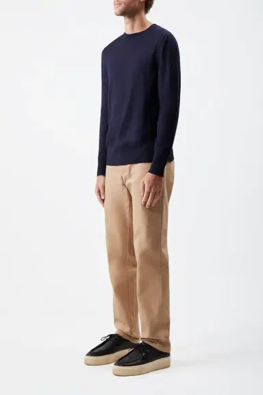 Gabriela Hearst Palco Knit Sweater in Navy Merino Wool | Thumbnail 3