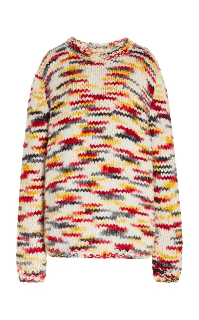 Gabriela Hearst Lawrence Knit Sweater in Space Dye Fire Multi Welfat Cashmere