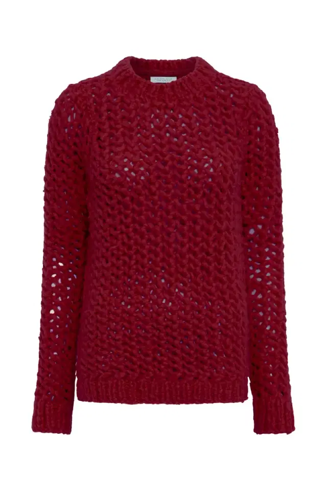 Gabriela Hearst Veralune Knit Crewneck Sweater in Bordeaux Welfat Cashmere