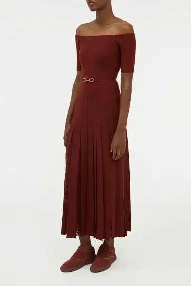 Gabriela Hearst Kurt Knit Pleated Maxi Dress in Burnt Sienna Merino Wool | Thumbnail 3 Gabriela Hearst Kurt Knit Pleated Maxi Dress in Burnt Sienna Merino Wool | Thumbnail 3