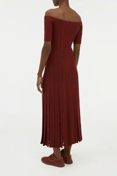 Gabriela Hearst Kurt Knit Pleated Maxi Dress in Burnt Sienna Merino Wool | Thumbnail 4 Gabriela Hearst Kurt Knit Pleated Maxi Dress in Burnt Sienna Merino Wool | Thumbnail 4