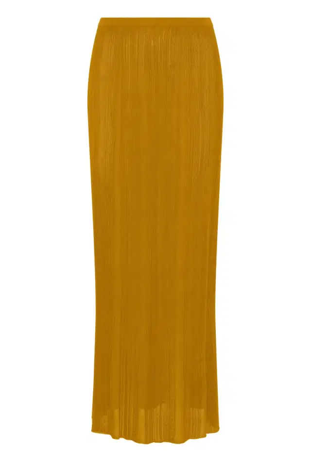 Gabriela Hearst Daniella Knit Maxi Skirt in Golden Birch Silk