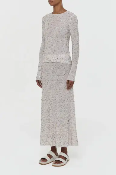 Gabriela Hearst Sabine Knit Midi Skirt in Multi Beaded Cashmere Silk | Thumbnail 3