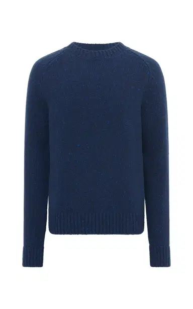 Gabriela Hearst Daniel Knit Sweater in Electric Navy Speckled Aran Cashmere | Thumbnail 1 Gabriela Hearst Daniel Knit Sweater in Electric Navy Speckled Aran Cashmere | Thumbnail 1