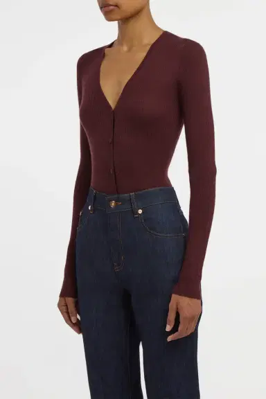 Gabriela Hearst Aiste Knit Cardigan in Bordeaux Cashmere Silk with Hemp | Thumbnail 3 Gabriela Hearst Aiste Knit Cardigan in Bordeaux Cashmere Silk with Hemp | Thumbnail 3