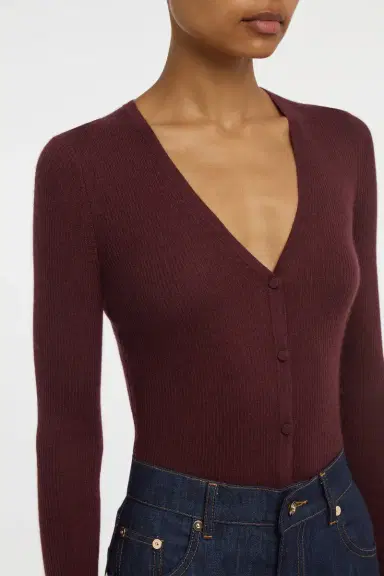 Gabriela Hearst Aiste Knit Cardigan in Bordeaux Cashmere Silk with Hemp | Thumbnail 5 Gabriela Hearst Aiste Knit Cardigan in Bordeaux Cashmere Silk with Hemp | Thumbnail 5