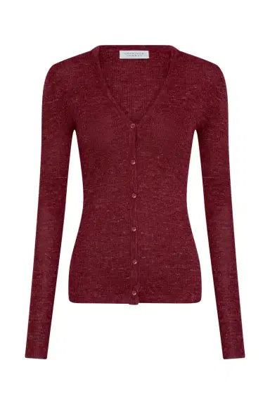 Gabriela Hearst Aiste Knit Cardigan in Bordeaux Cashmere Silk with Hemp | Thumbnail 1 Gabriela Hearst Aiste Knit Cardigan in Bordeaux Cashmere Silk with Hemp | Thumbnail 1