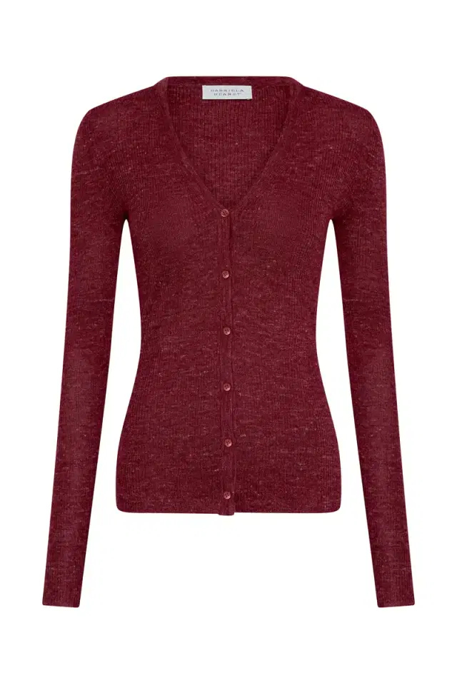 GABRIELA HEARST Aiste Knit Cardigan in Bordeaux Cashmere Silk with Hemp