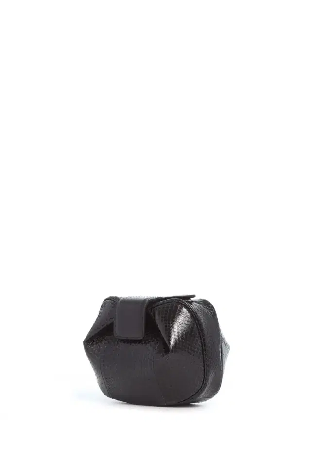 GABRIELA HEARST Soft Demi Clutch in Black Snakeskin