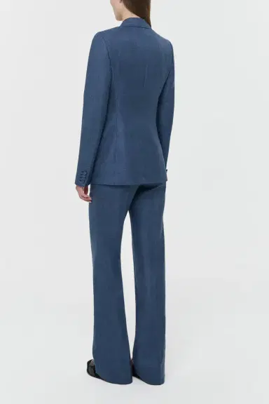 Gabriela Hearst Vesta Flare Pant in Denim Virgin Wool Silk with Linen | Thumbnail 4