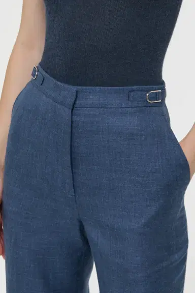 Gabriela Hearst Vesta Flare Pant in Denim Virgin Wool Silk with Linen | Thumbnail 5