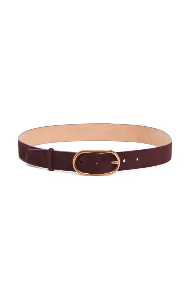 Gabriela Hearst Link Buckle Belt in Bordeaux Suede