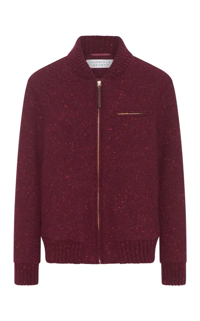 Gabriela Hearst Winslow Bomber in Bordeaux Speckled Cashmere