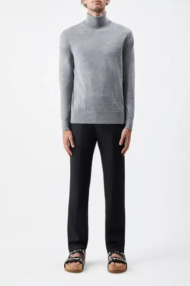 Gabriela Hearst Jermaine Knit Turtleneck in Heather Grey Merino Wool | Thumbnail 2 Gabriela Hearst Jermaine Knit Turtleneck in Heather Grey Merino Wool | Thumbnail 2